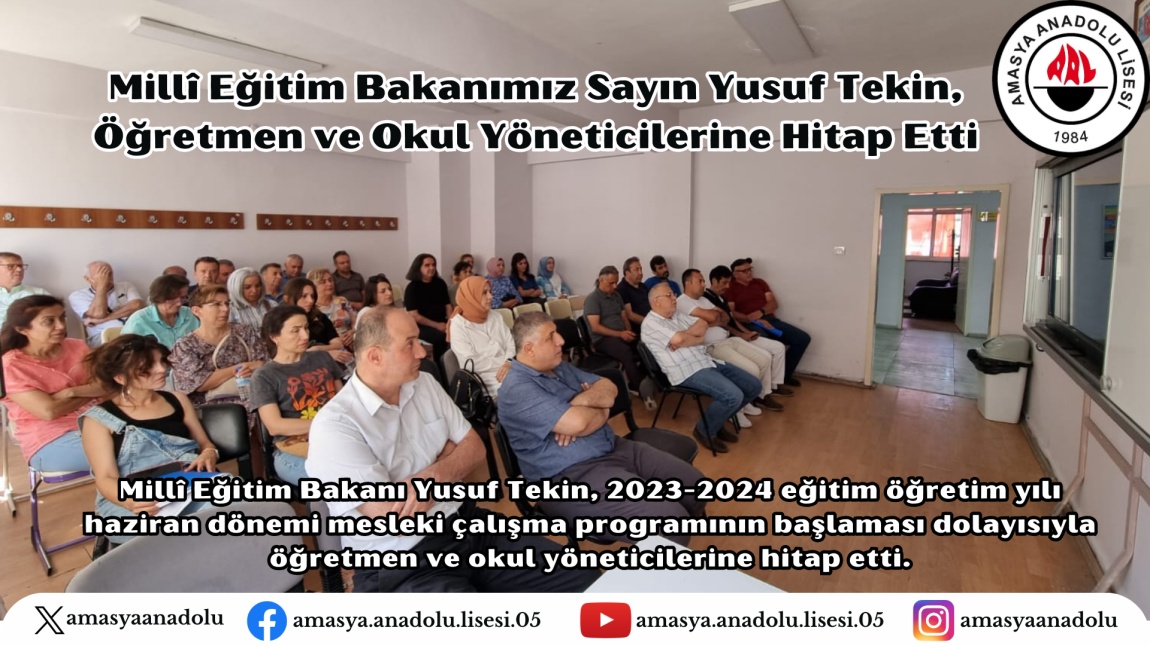 Millî Eğitim Bakanımız Sayın Yusuf Tekin, Öğretmen ve Okul Yöneticilerine Hitap Etti
